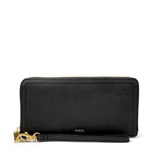 Black Fossil Logan Zip Wallet